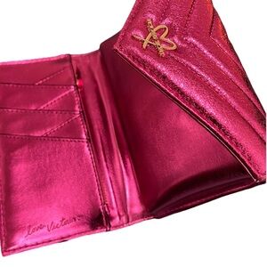 VICTORIA’S SECRET Wristlet Metallic Hot Pink Wallet Clutch Purse NWT